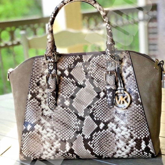 MICHAEL Michael Kors Handbags - Michael Kors Ciara Large Natural Python Print Bag